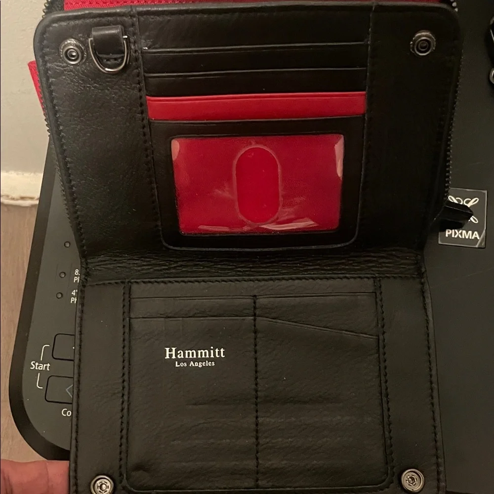 Hammitt Black  Pebbled Leather Stud Zip Wallet - Picture 3 of 6
